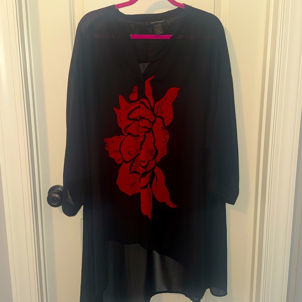 Ashley Stewart Black Top with Red Accents
